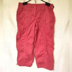CStyle Co Womens Cargo Style Capri Pants Red Mid Rise Cropped Size 6